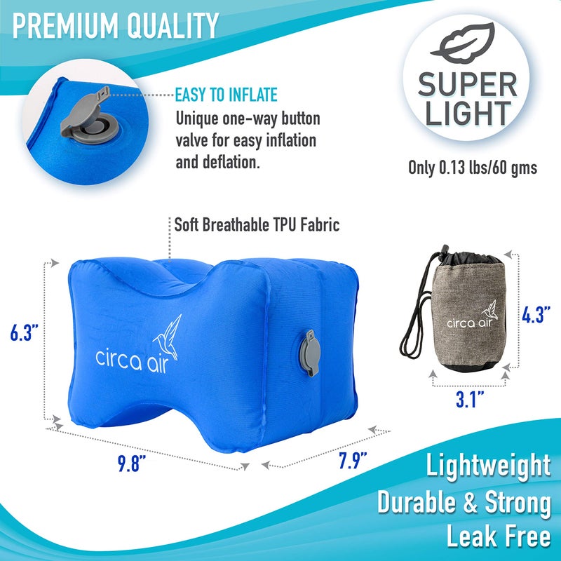 Circa Air Inflatable Knee Pillow for Side Sleepers - Orthopedic Knee Pillows for Sleeping, Sciatica Relief, Back Pain, Leg Pain, Hip or Joint Pain. Weighs Only 1.98 Oz Perfect for Travel/Home - Image 3